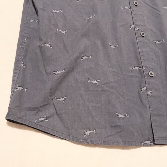 Walker Refinery Shark Print Button Up Shirt Mens Size Large - Picture 7 of 16